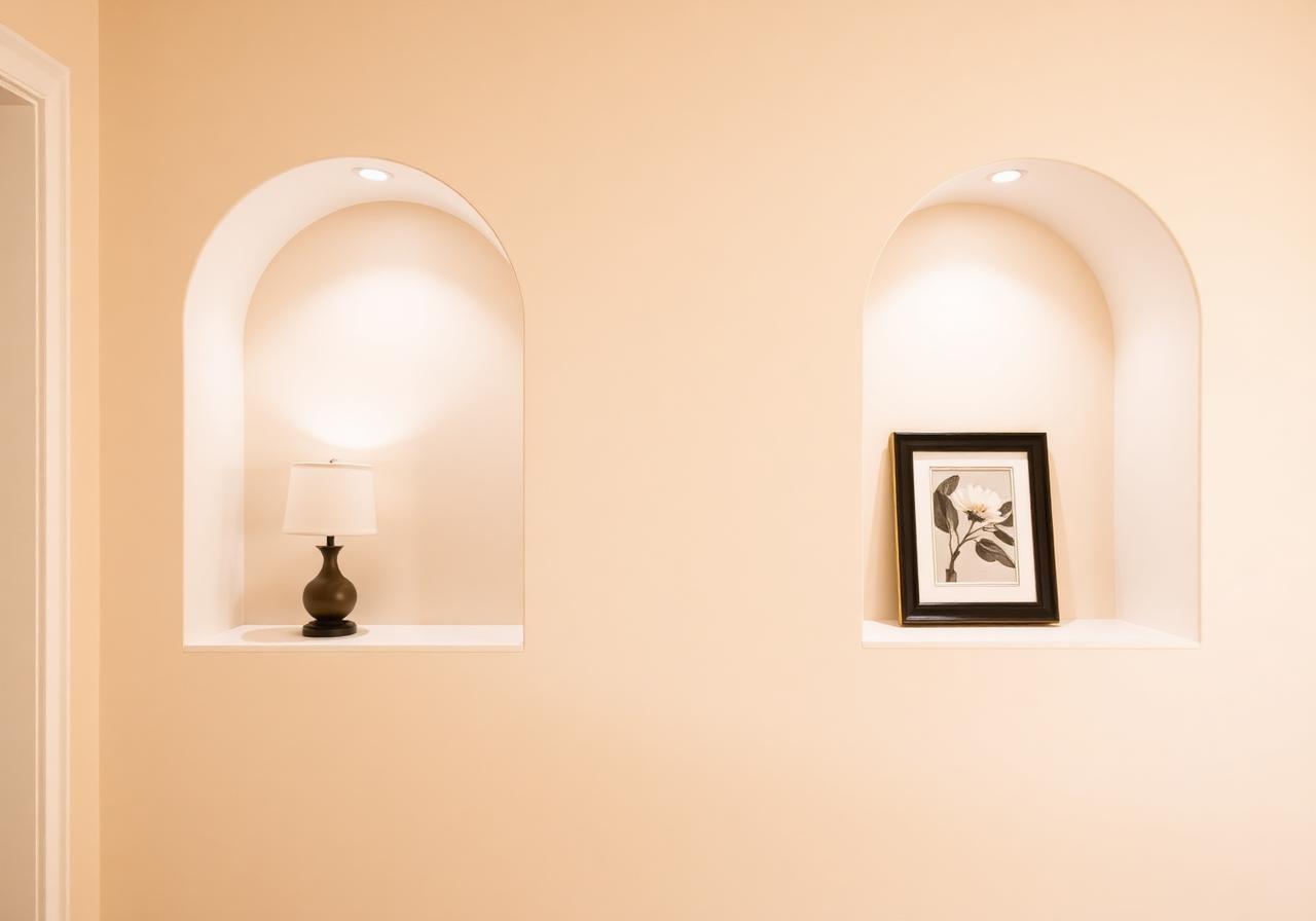 Deux niches en arche dans un couloir