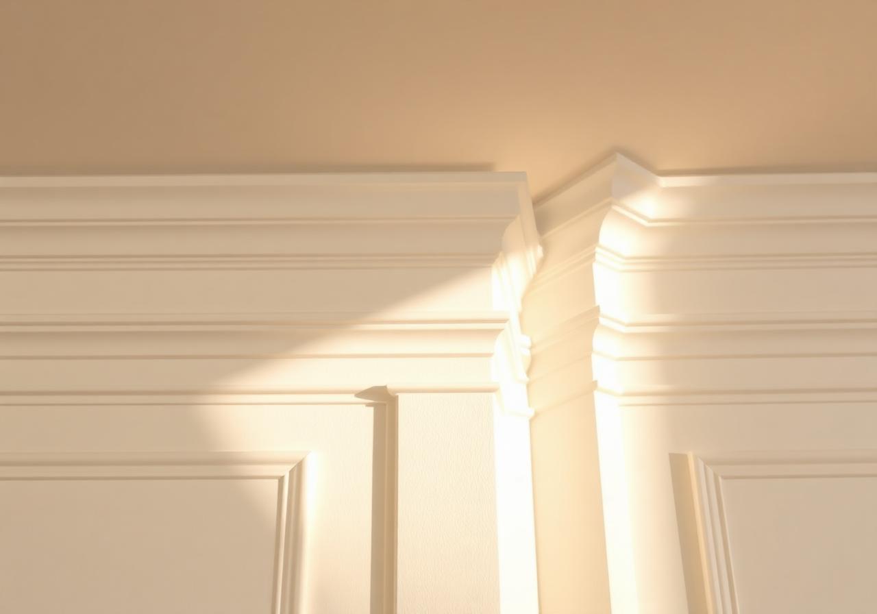 Corniche en plâtre au raccord mur-plafond